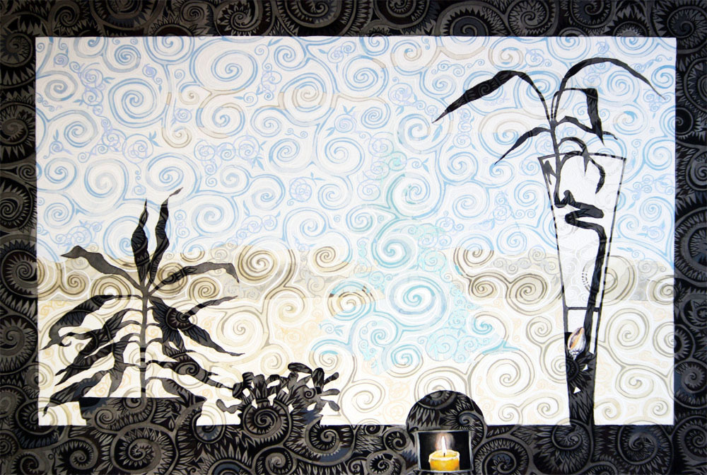 «Свічка на підвіконні». 2009. Папір, гуаш, акварель